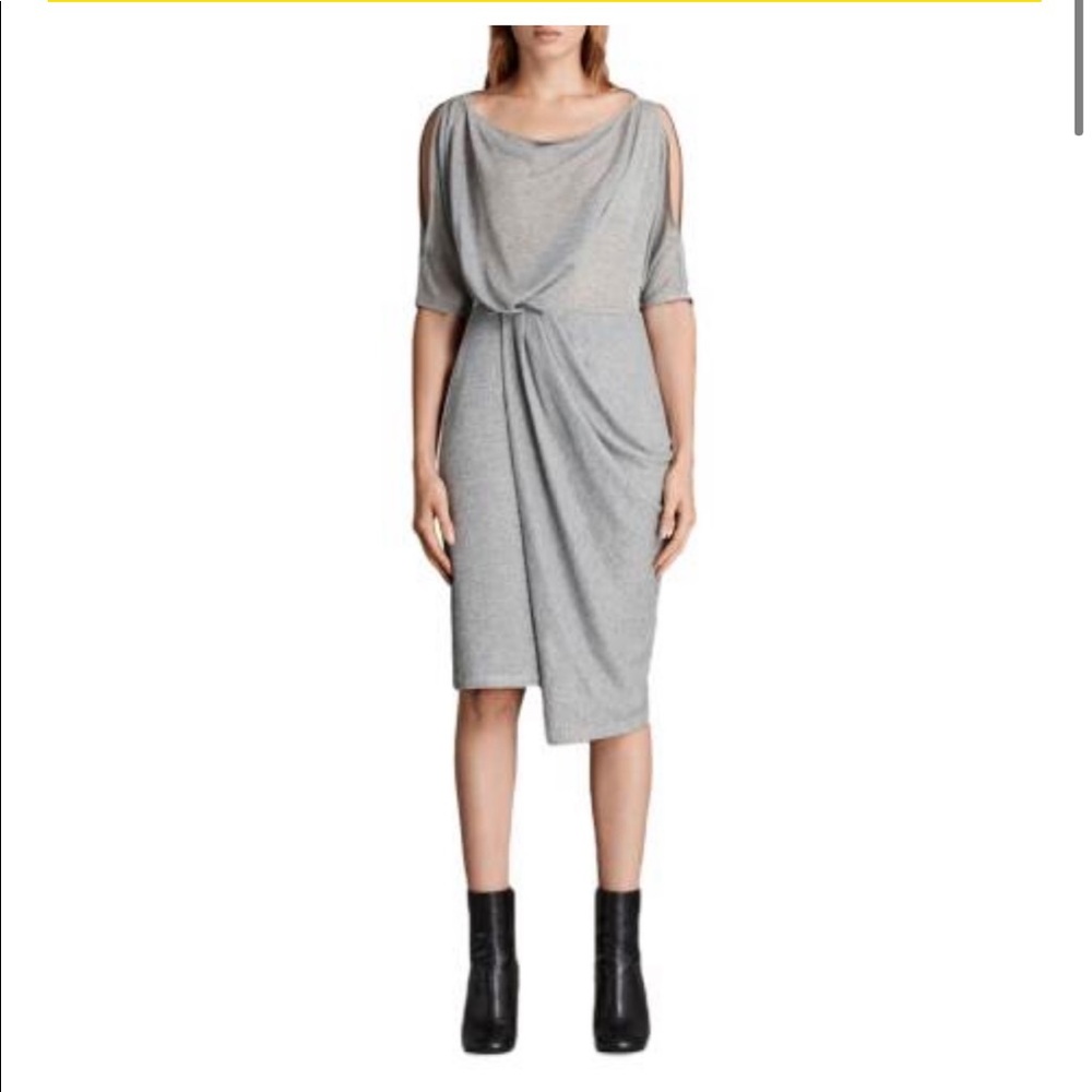 AllSaints Sina shimmer dress - silver grey